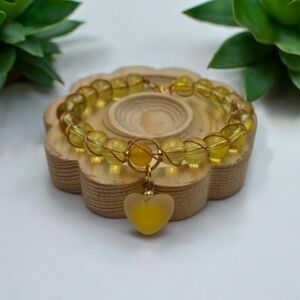 Handmade wirewrapped Yellow Heart Charm Bracelet